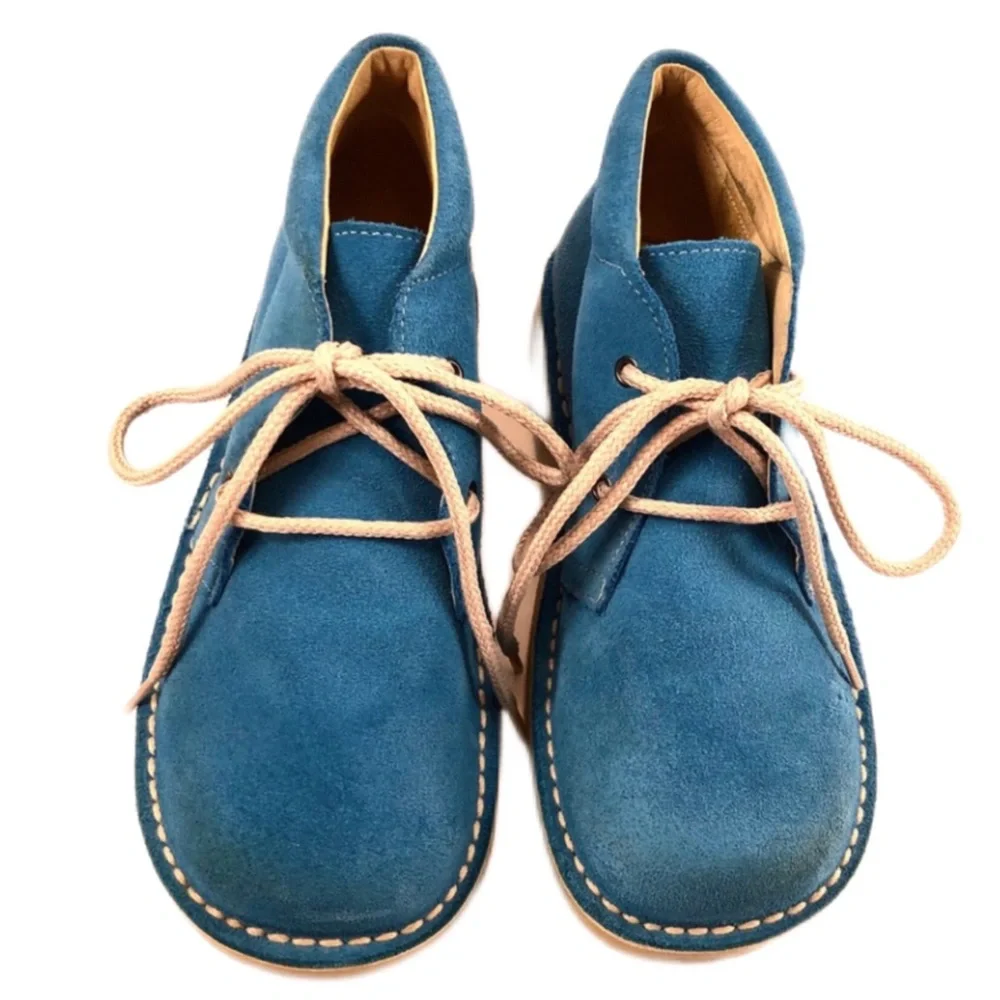 Andanines Toddler Lace Up Blue Suede Boots Size 12